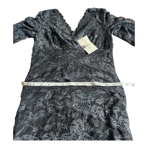 Cache Silver Pewter Gray Sequin Lace Layered Mini Sheath Occasion Dress Size 2 - Picture 4 of 16